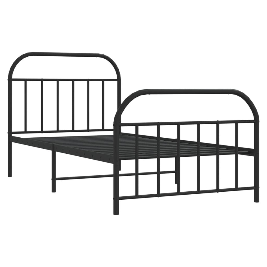 Bedframe Met Hoofd- En Voeteneinde Metaal 107 x 203 cm Zwart met hoofdbord & voetbord