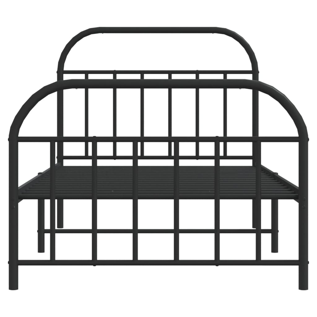 Bedframe Met Hoofd- En Voeteneinde Metaal 107 x 203 cm Zwart met hoofdbord & voetbord