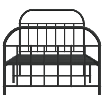 Bedframe Met Hoofd- En Voeteneinde Metaal 107 x 203 cm Zwart met hoofdbord & voetbord