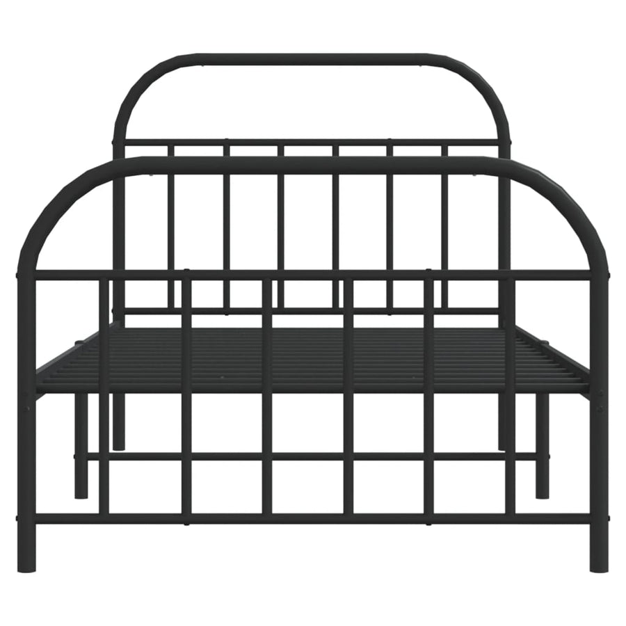 Bedframe Met Hoofd- En Voeteneinde Metaal 107 x 203 cm Zwart met hoofdbord & voetbord