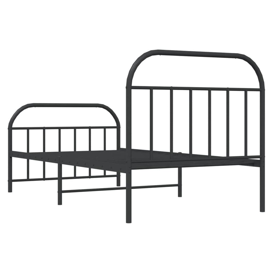 Bedframe Met Hoofd- En Voeteneinde Metaal 107 x 203 cm Zwart met hoofdbord & voetbord