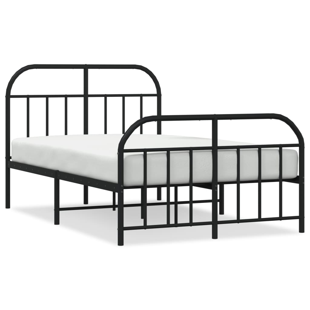Bedframe Met Hoofd- En Voeteneinde Metaal 120 x 190 cm Zwart met hoofdbord & voetbord