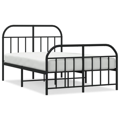 Bedframe Met Hoofd- En Voeteneinde Metaal 120 x 190 cm Zwart met hoofdbord & voetbord