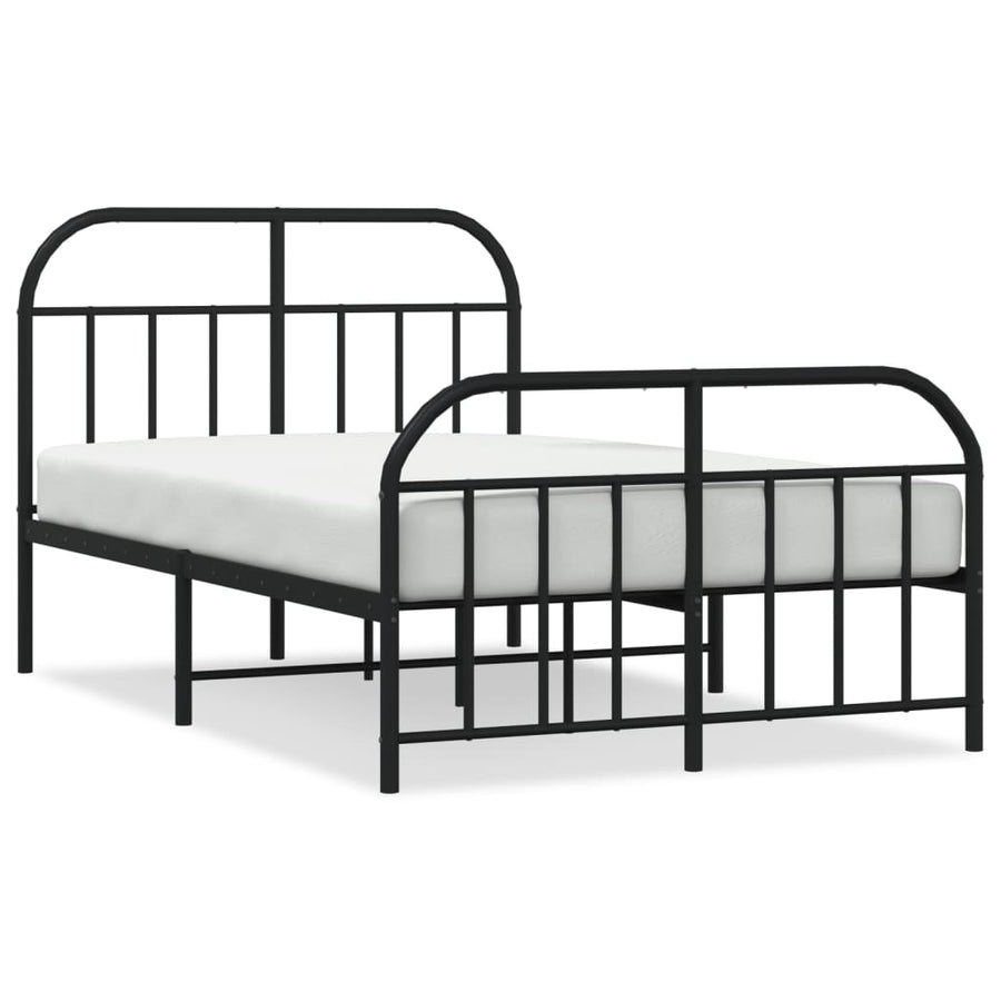Bedframe Met Hoofd- En Voeteneinde Metaal 120 x 190 cm Zwart met hoofdbord & voetbord