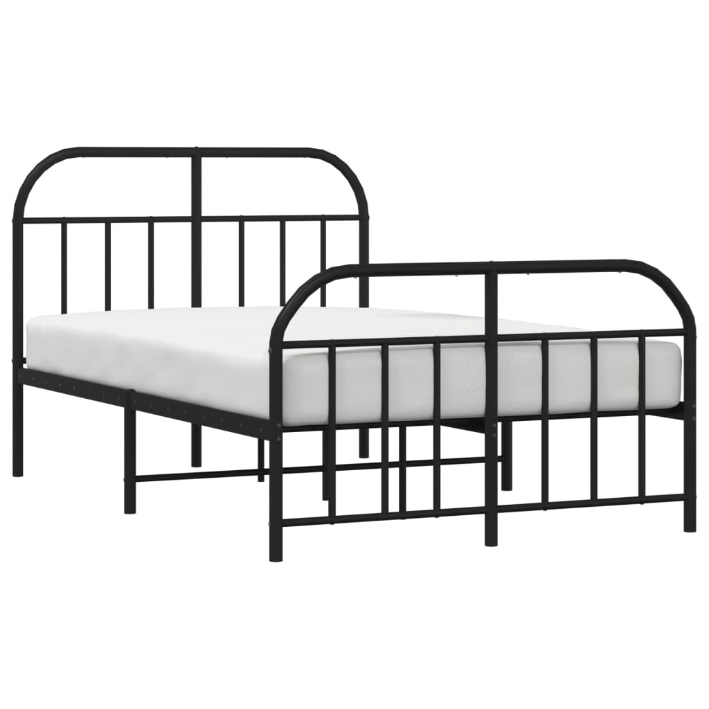 Bedframe Met Hoofd- En Voeteneinde Metaal 120 x 190 cm Zwart met hoofdbord & voetbord