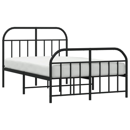 Bedframe Met Hoofd- En Voeteneinde Metaal 120 x 190 cm Zwart met hoofdbord & voetbord
