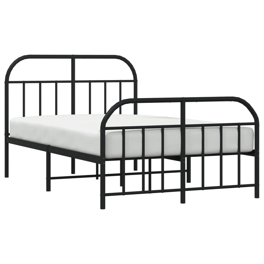 Bedframe Met Hoofd- En Voeteneinde Metaal 120 x 190 cm Zwart met hoofdbord & voetbord