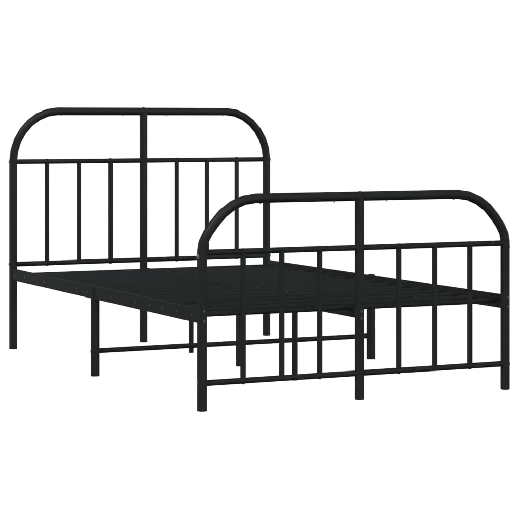 Bedframe Met Hoofd- En Voeteneinde Metaal 120 x 190 cm Zwart met hoofdbord & voetbord