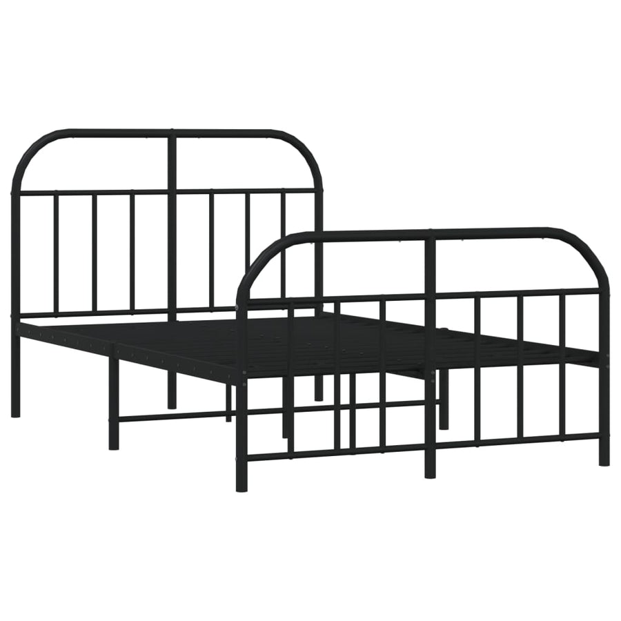 Bedframe Met Hoofd- En Voeteneinde Metaal 120 x 190 cm Zwart met hoofdbord & voetbord