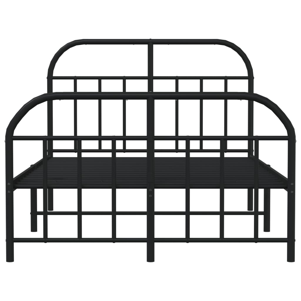 Bedframe Met Hoofd- En Voeteneinde Metaal 120 x 190 cm Zwart met hoofdbord & voetbord