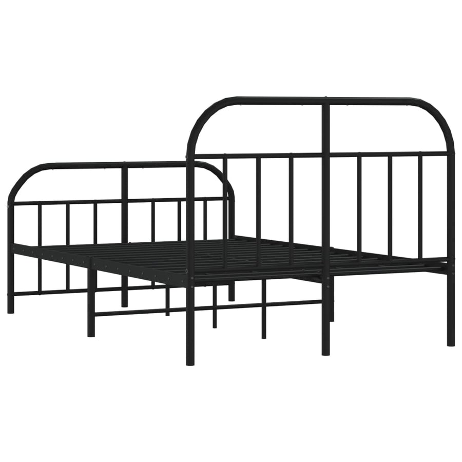 Bedframe Met Hoofd- En Voeteneinde Metaal 120 x 190 cm Zwart met hoofdbord & voetbord