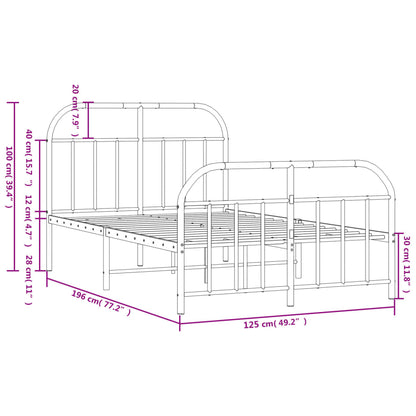 Bedframe Met Hoofd- En Voeteneinde Metaal 120 x 190 cm Zwart met hoofdbord & voetbord