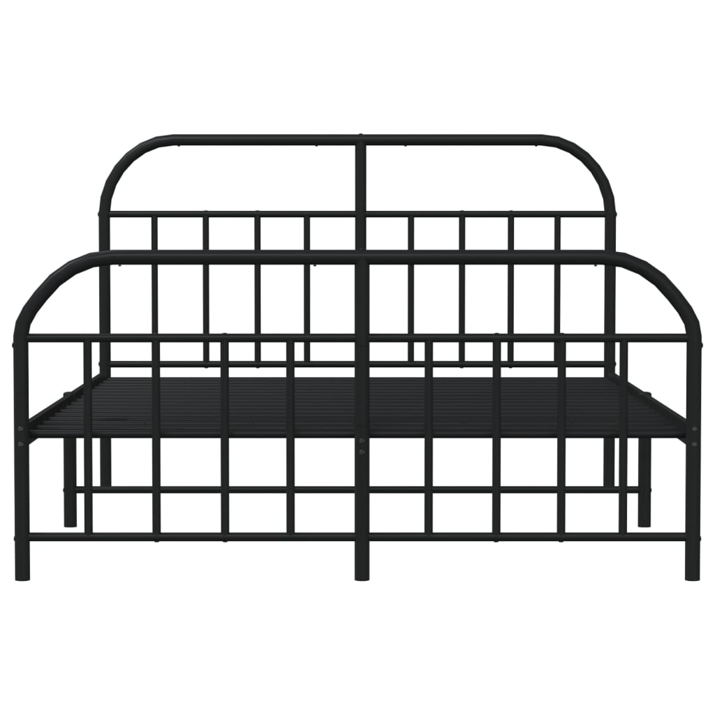 Bedframe Met Hoofd- En Voeteneinde Metaal 135 x 190 cm Zwart met hoofdbord & voetbord