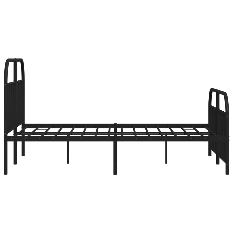 Bedframe Met Hoofd- En Voeteneinde Metaal 135 x 190 cm Zwart met hoofdbord & voetbord