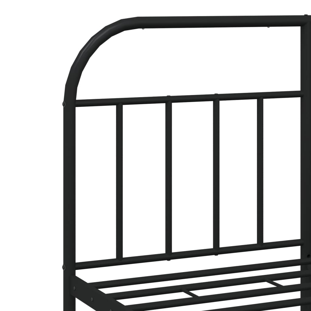 Bedframe Met Hoofd- En Voeteneinde Metaal 135 x 190 cm Zwart met hoofdbord & voetbord