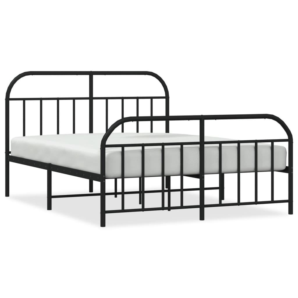 Bedframe Met Hoofd- En Voeteneinde Metaal 140 x 190 cm Zwart met hoofdbord & voetbord