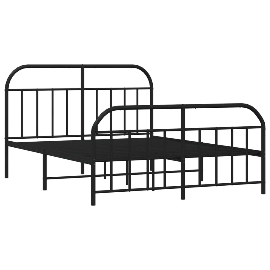 Bedframe Met Hoofd- En Voeteneinde Metaal 140 x 190 cm Zwart met hoofdbord & voetbord