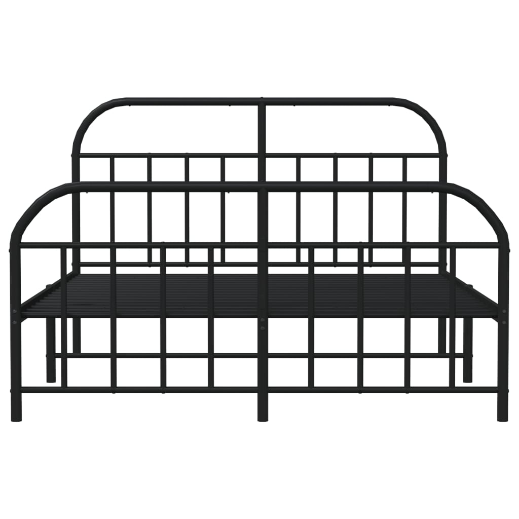 Bedframe Met Hoofd- En Voeteneinde Metaal 140 x 190 cm Zwart met hoofdbord & voetbord