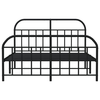 Bedframe Met Hoofd- En Voeteneinde Metaal 140 x 190 cm Zwart met hoofdbord & voetbord
