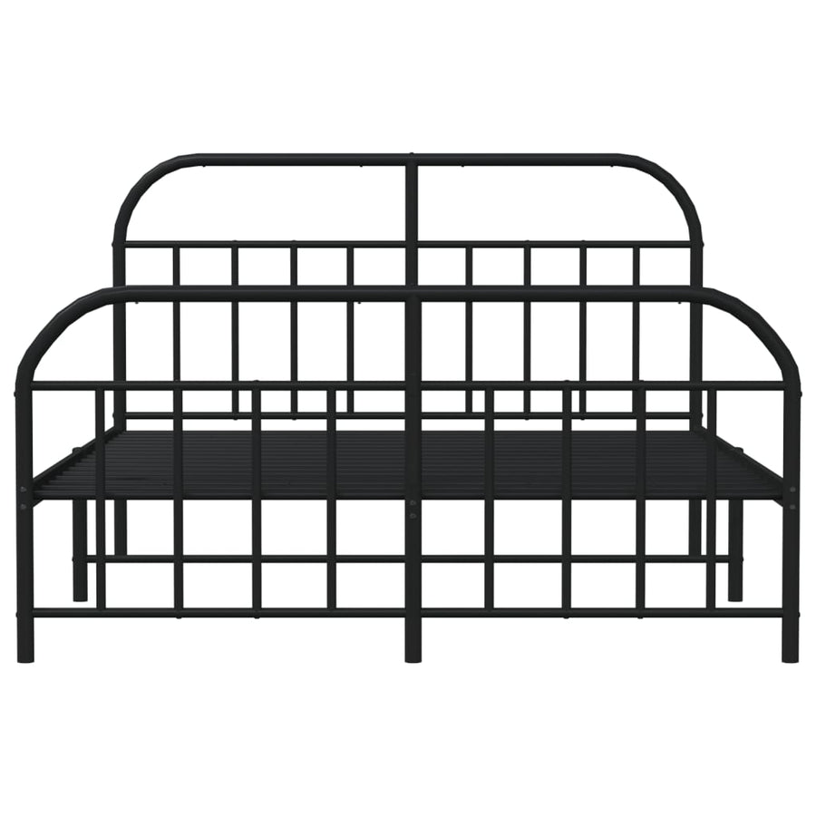 Bedframe Met Hoofd- En Voeteneinde Metaal 140 x 190 cm Zwart met hoofdbord & voetbord