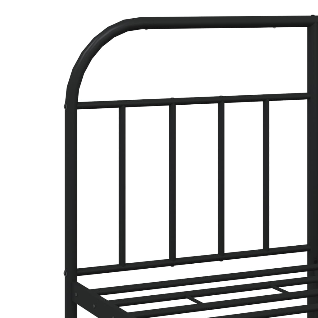 Bedframe Met Hoofd- En Voeteneinde Metaal 140 x 190 cm Zwart met hoofdbord & voetbord