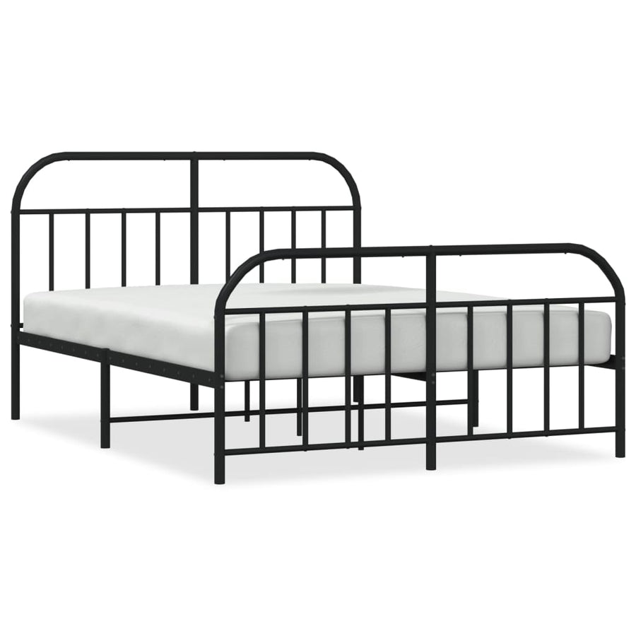 Bedframe Met Hoofd- En Voeteneinde Metaal 140 x 200 cm Zwart met hoofdbord & voetbord