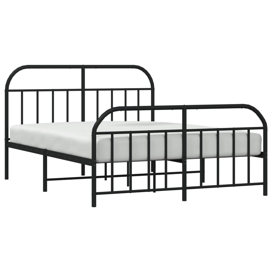 Bedframe Met Hoofd- En Voeteneinde Metaal 140 x 200 cm Zwart met hoofdbord & voetbord