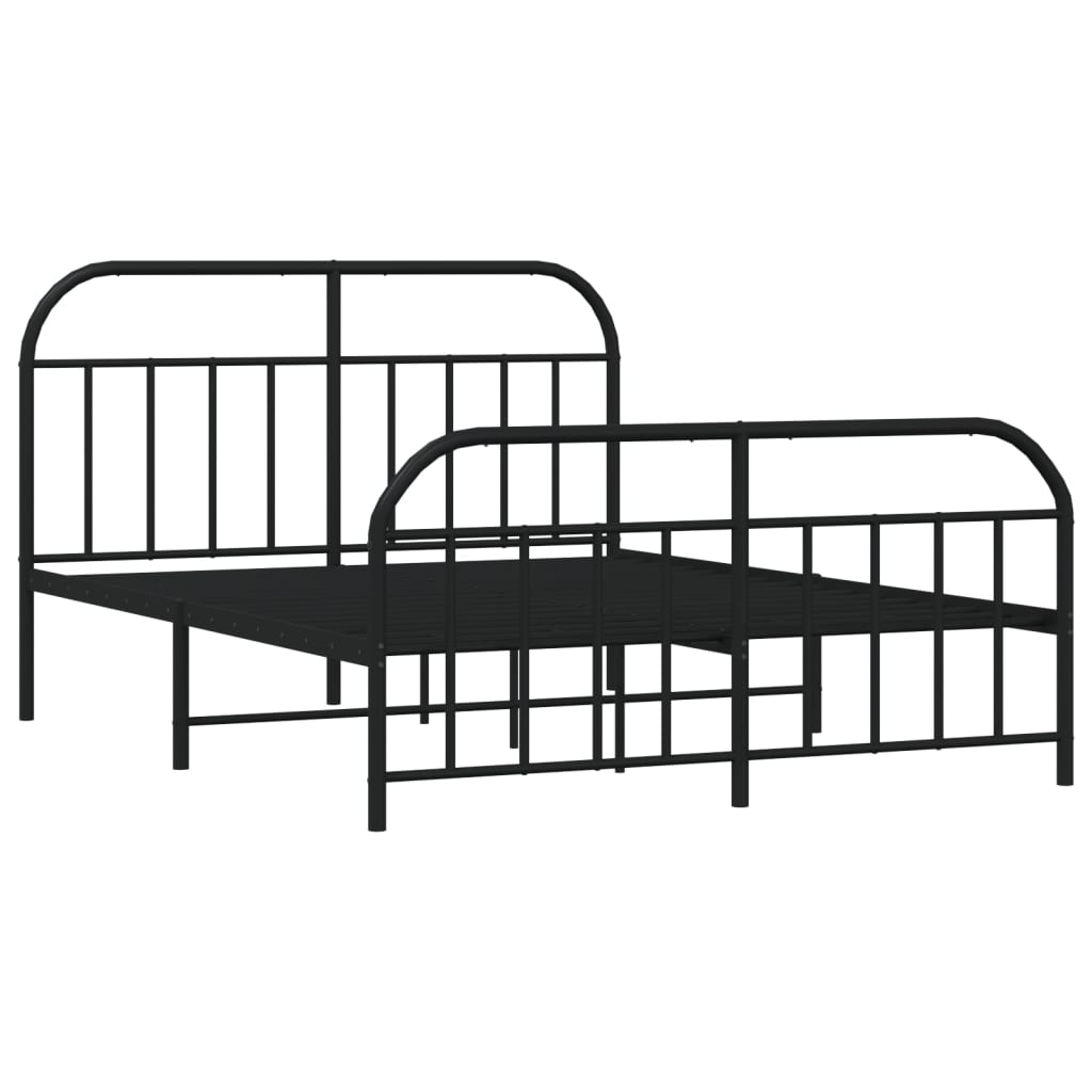 Bedframe Met Hoofd- En Voeteneinde Metaal 140 x 200 cm Zwart met hoofdbord & voetbord