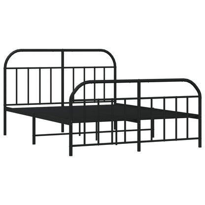 Bedframe Met Hoofd- En Voeteneinde Metaal 140 x 200 cm Zwart met hoofdbord & voetbord