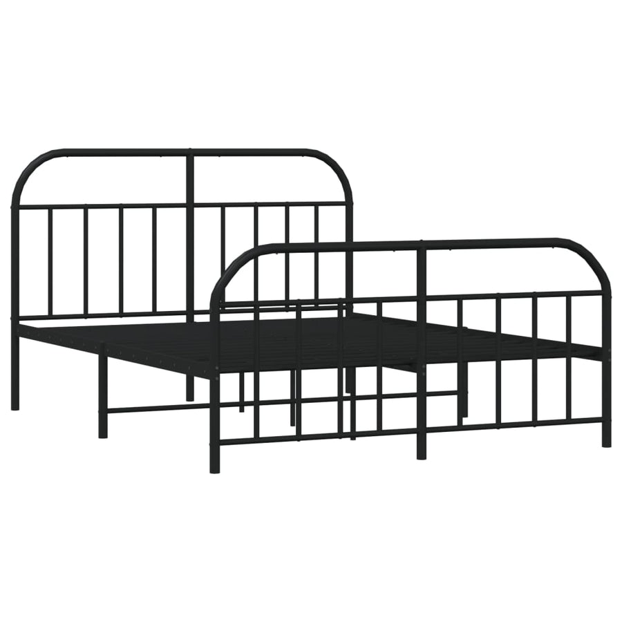 Bedframe Met Hoofd- En Voeteneinde Metaal 140 x 200 cm Zwart met hoofdbord & voetbord