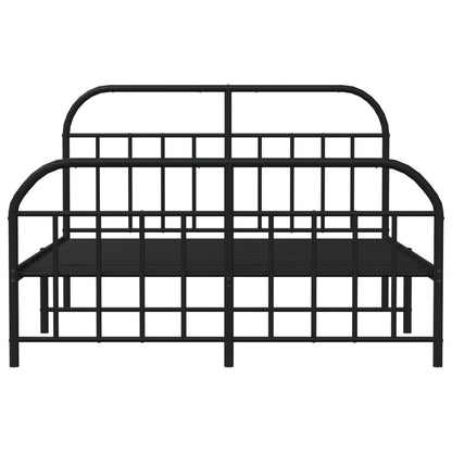Bedframe Met Hoofd- En Voeteneinde Metaal 140 x 200 cm Zwart met hoofdbord & voetbord