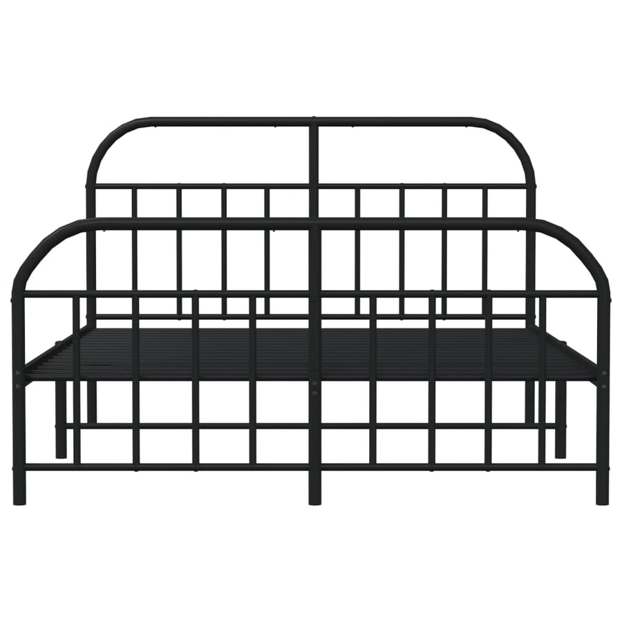 Bedframe Met Hoofd- En Voeteneinde Metaal 140 x 200 cm Zwart met hoofdbord & voetbord
