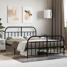 Bedframe Met Hoofd- En Voeteneinde Metaal 140 x 200 cm Zwart met hoofdbord & voetbord