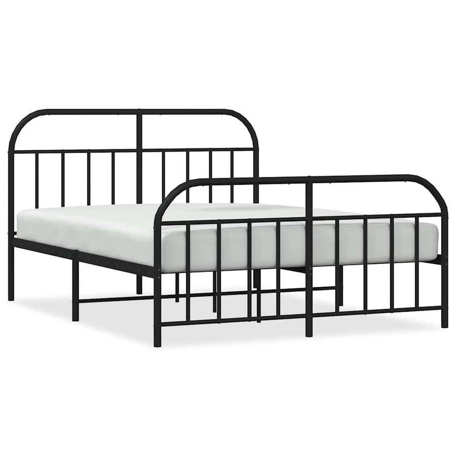 Bedframe met hoofd- en voeteneinde metaal zwart 150x200 cm