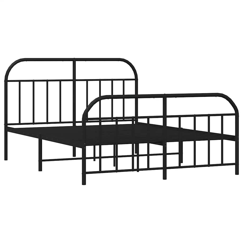 Bedframe met hoofd- en voeteneinde metaal zwart 150x200 cm