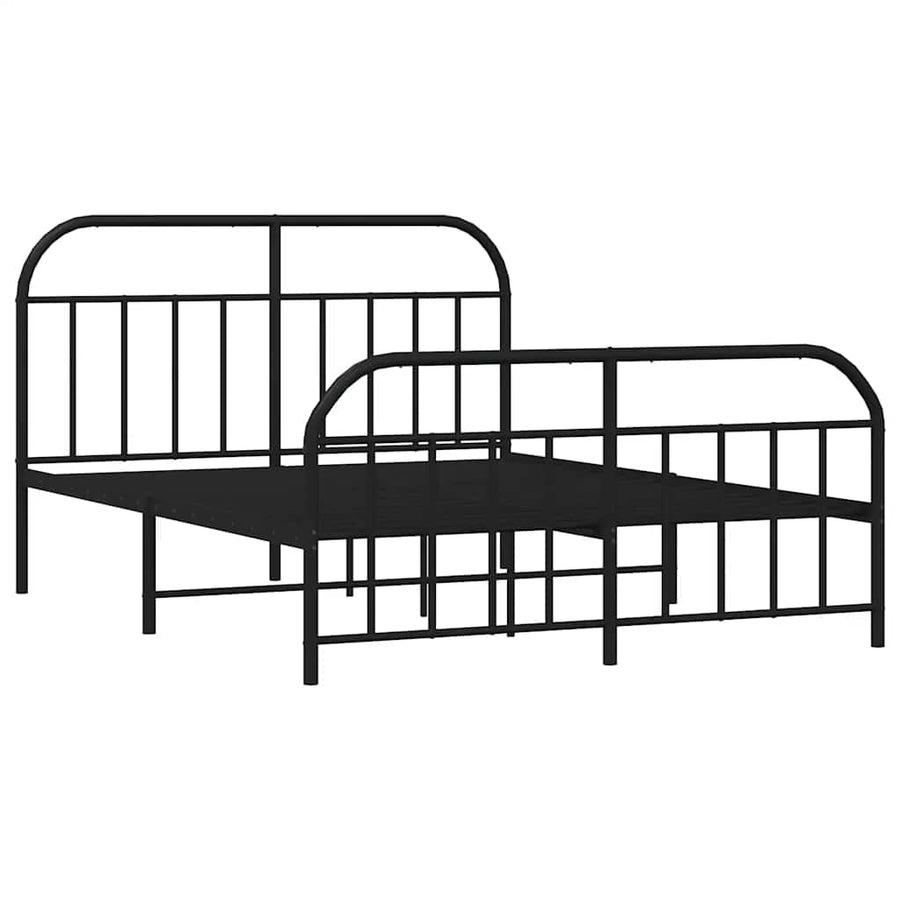 Bedframe met hoofd- en voeteneinde metaal zwart 150x200 cm