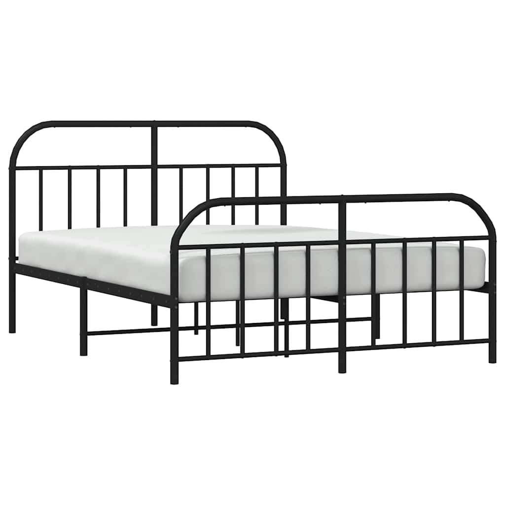 Bedframe met hoofd- en voeteneinde metaal zwart 150x200 cm