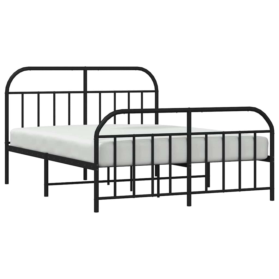 Bedframe met hoofd- en voeteneinde metaal zwart 150x200 cm