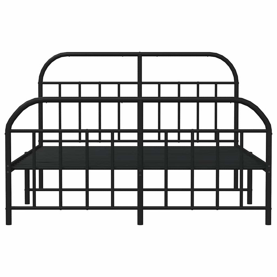 Bedframe met hoofd- en voeteneinde metaal zwart 150x200 cm