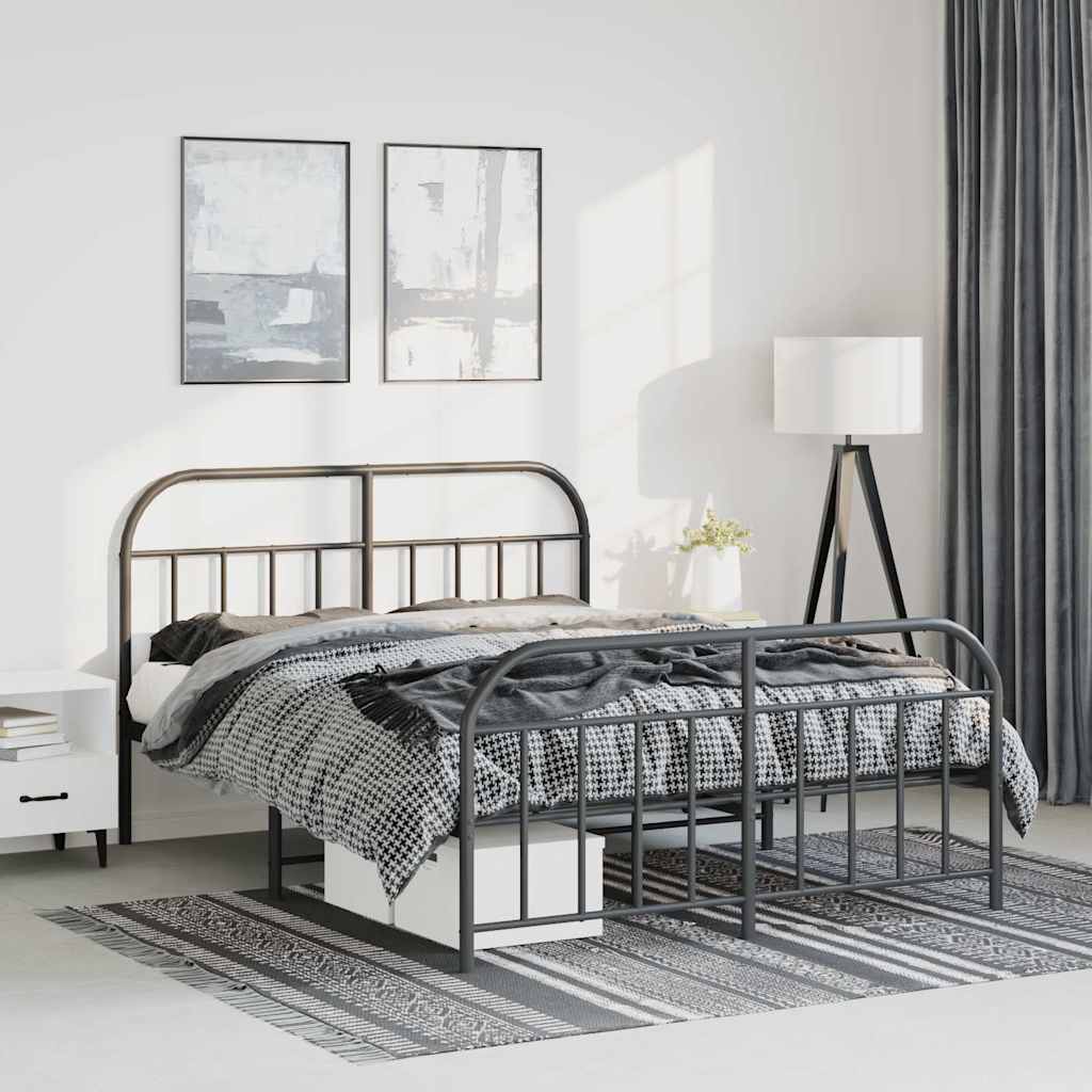Bedframe met hoofd- en voeteneinde metaal zwart 150x200 cm