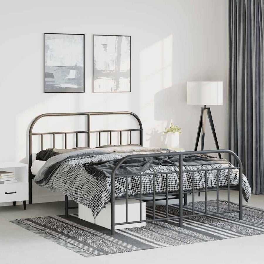 Bedframe met hoofd- en voeteneinde metaal zwart 150x200 cm