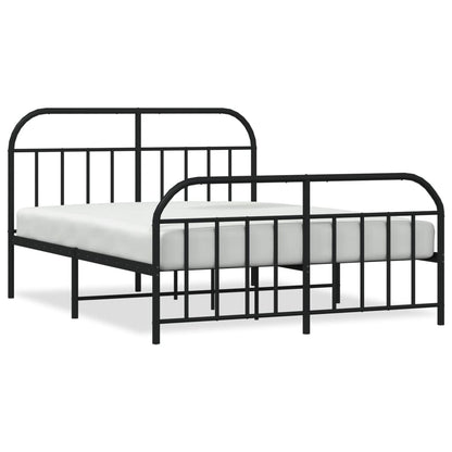 Bedframe Met Hoofd- En Voeteneinde Metaal 160 x 200 cm Zwart met hoofdbord & voetbord