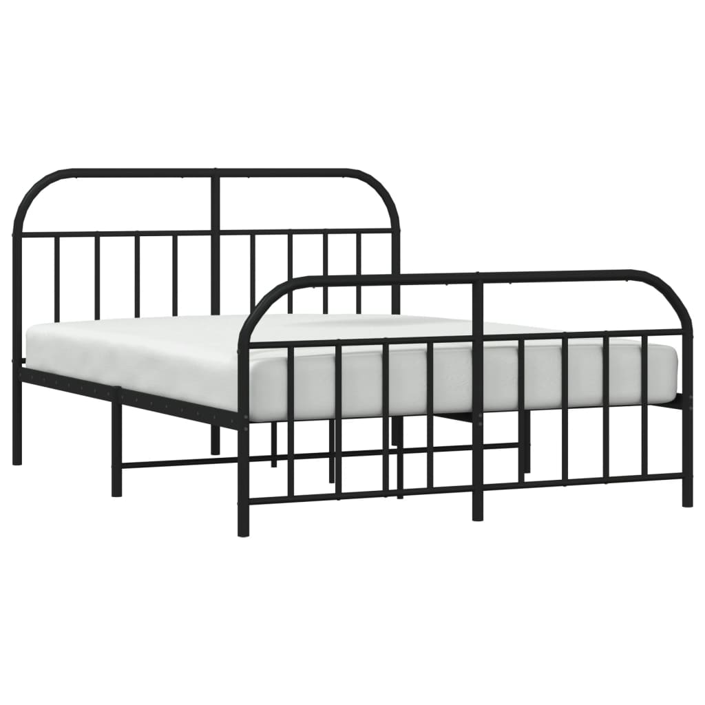 Bedframe Met Hoofd- En Voeteneinde Metaal 160 x 200 cm Zwart met hoofdbord & voetbord