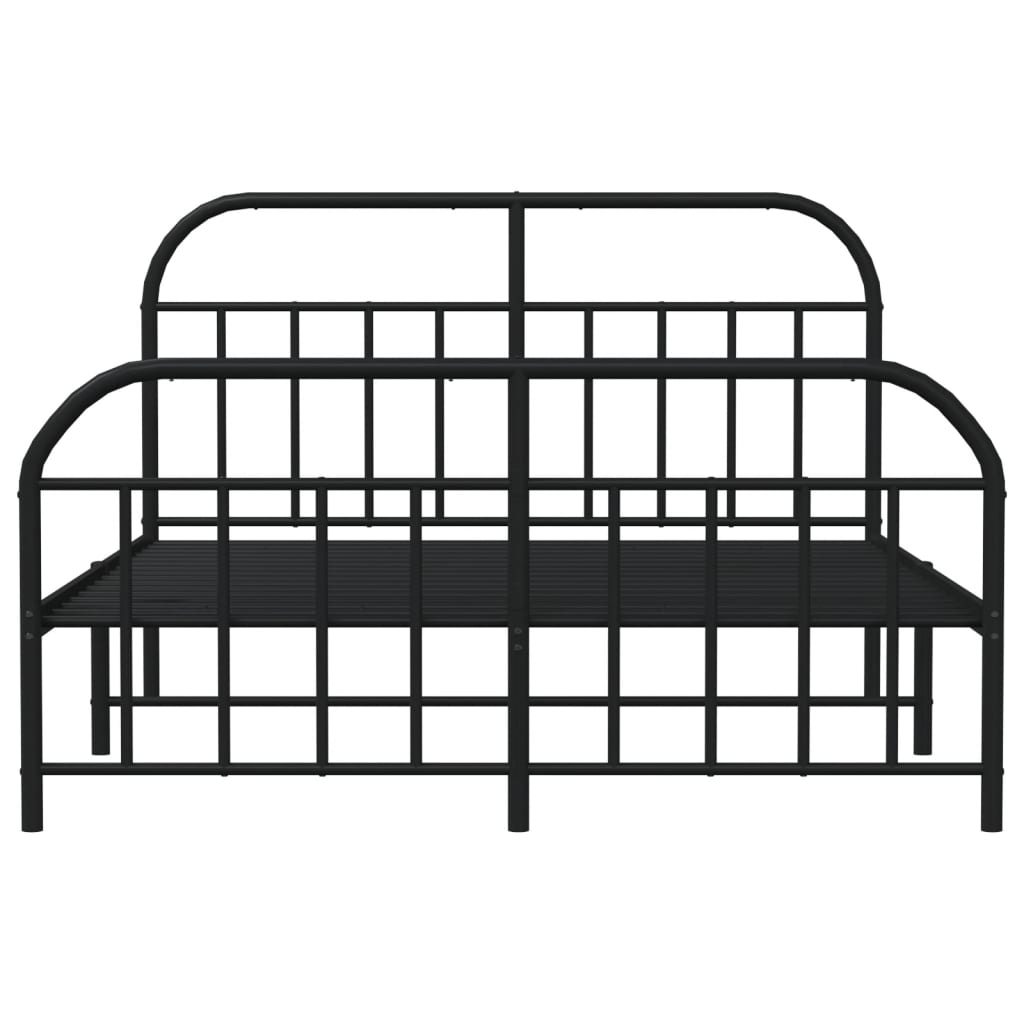 Bedframe Met Hoofd- En Voeteneinde Metaal 160 x 200 cm Zwart met hoofdbord & voetbord