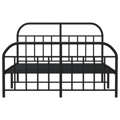 Bedframe Met Hoofd- En Voeteneinde Metaal 160 x 200 cm Zwart met hoofdbord & voetbord