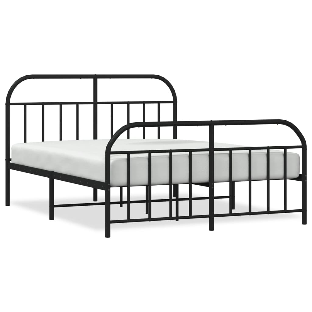 Bedframe Met Hoofd- En Voeteneinde Metaal 180 x 200 cm Zwart met hoofdbord & voetbord