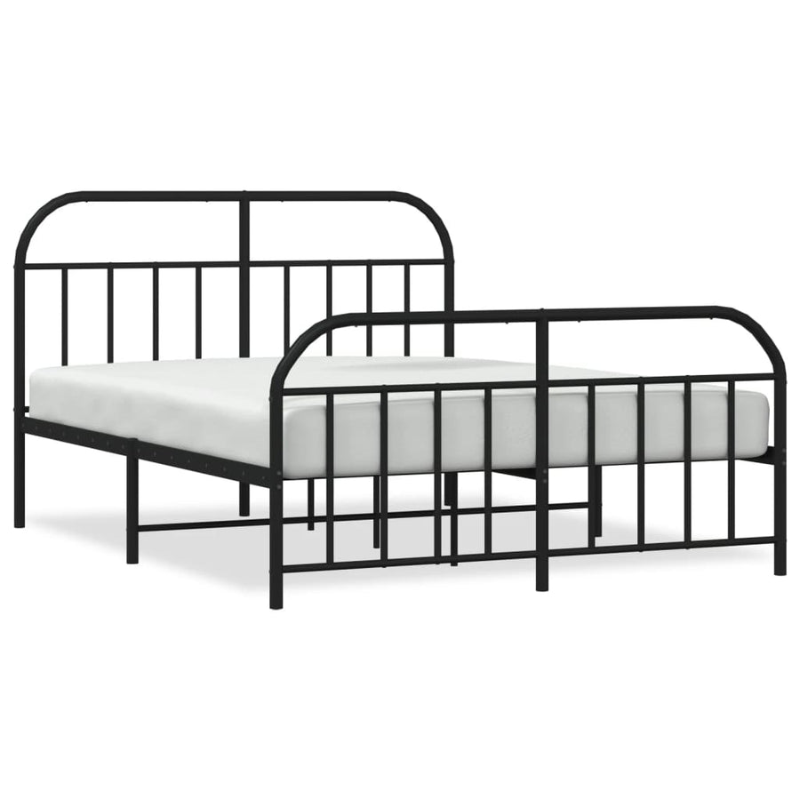 Bedframe Met Hoofd- En Voeteneinde Metaal 180 x 200 cm Zwart met hoofdbord & voetbord