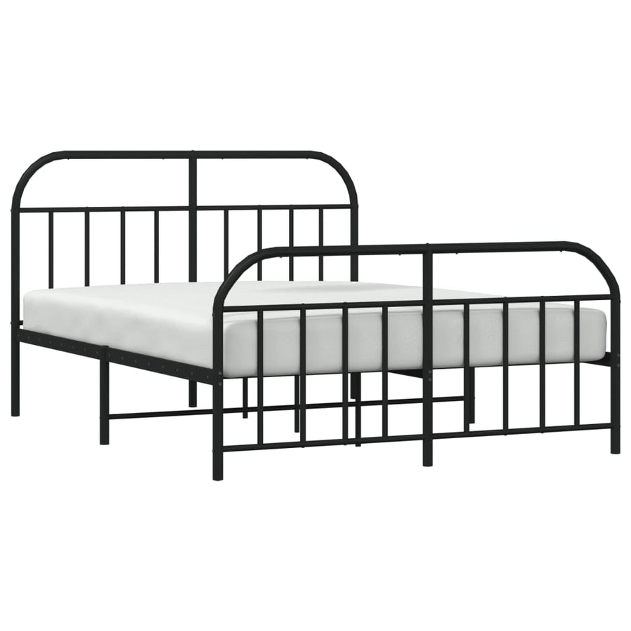 Bedframe Met Hoofd- En Voeteneinde Metaal 180 x 200 cm Zwart met hoofdbord & voetbord