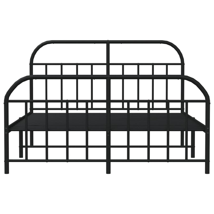 Bedframe Met Hoofd- En Voeteneinde Metaal 180 x 200 cm Zwart met hoofdbord & voetbord