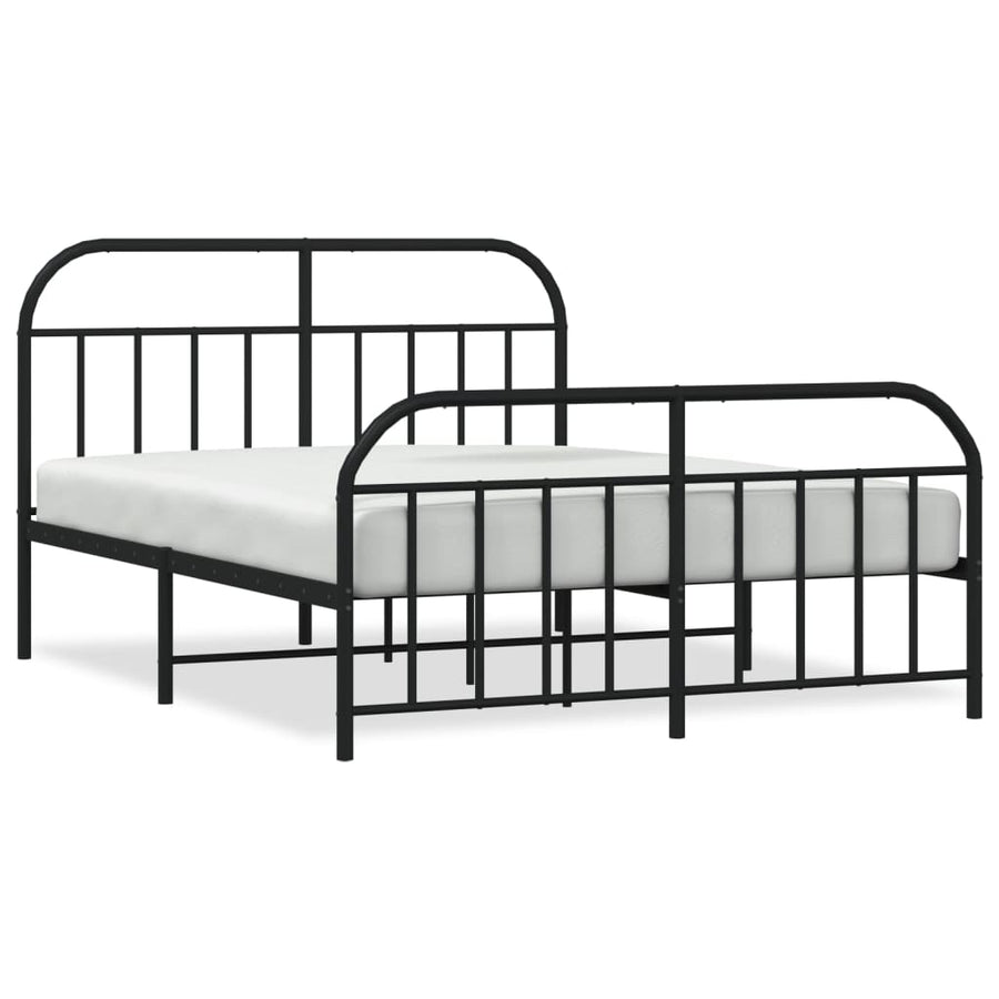 Bedframe Met Hoofd- En Voeteneinde Metaal 183 x 213 cm Zwart met hoofdbord & voetbord